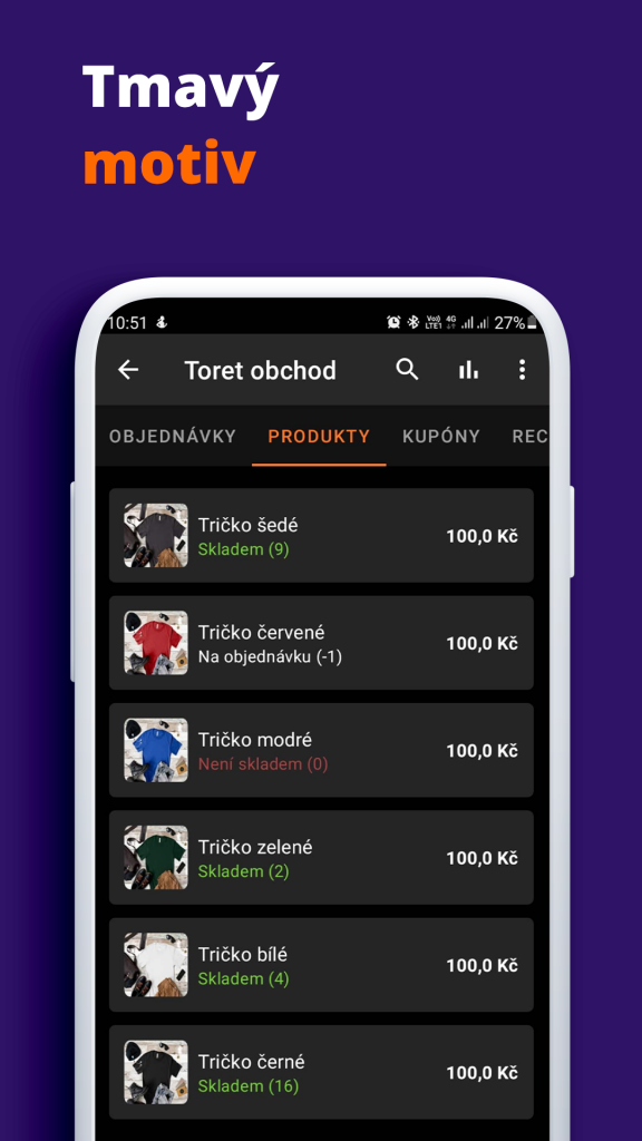 Toret WooCommerce Manager - Tmavý motiv