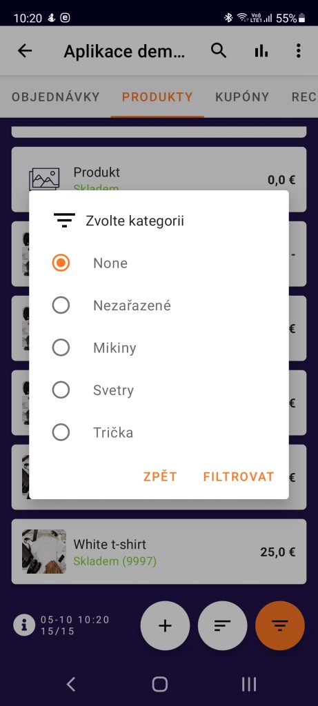 Toret WooCommerce Manager filtrování produktů dle kategorie