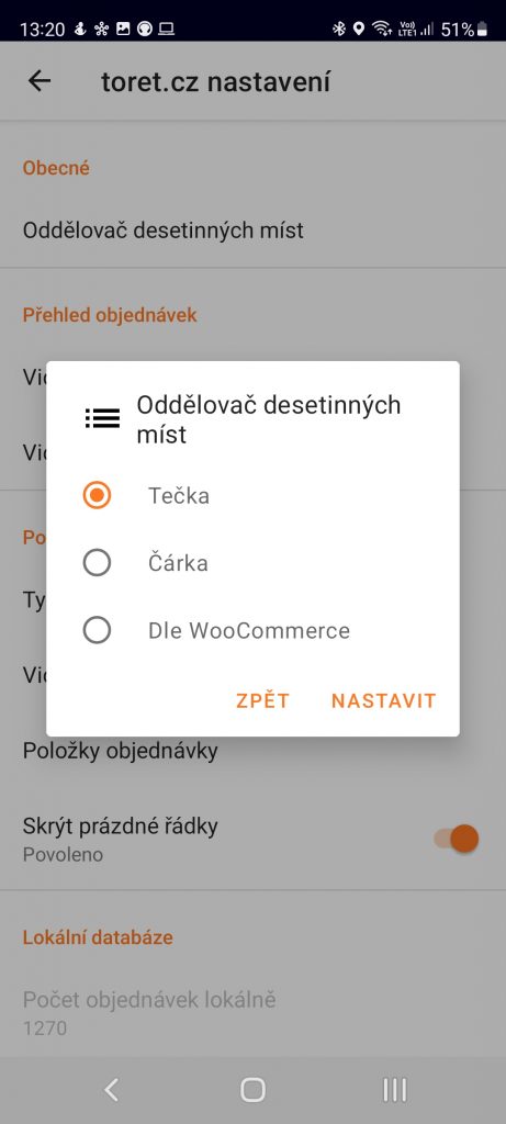 Toret WooCommerce Manager - Oddělovač desetinných míst