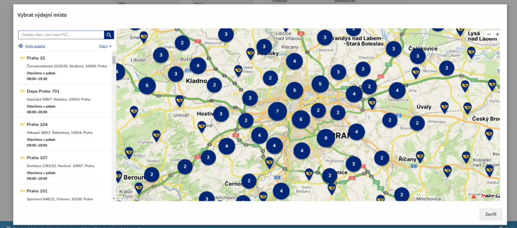 Czech Post plugin – map widget in WooCommerce checkout