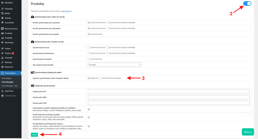 Jak nastavit synchronizaci skladových zásob