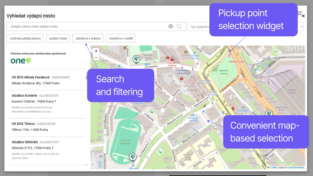Plugin Toret One by Allegro for WooCommerce - map widget