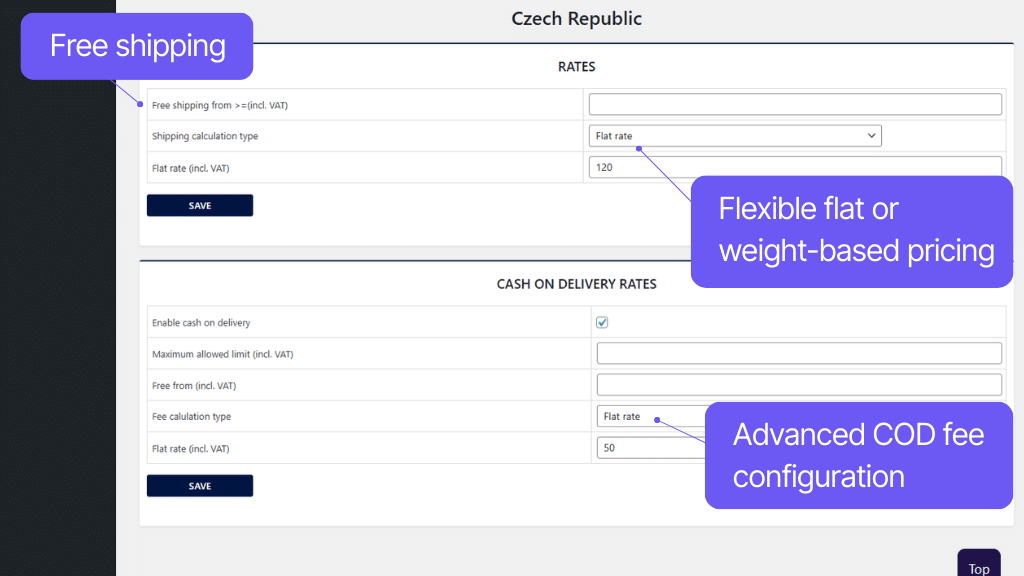 Plugin Toret One by Allegro for WooCommerce - shipping and COD price settings