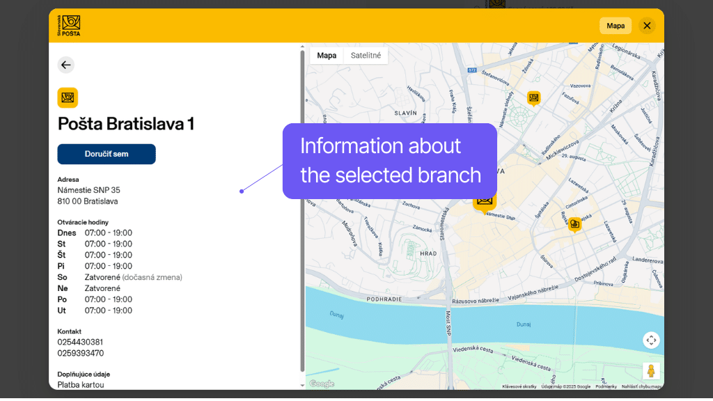 Toret Slovenská pošta Plugin – Map Widget