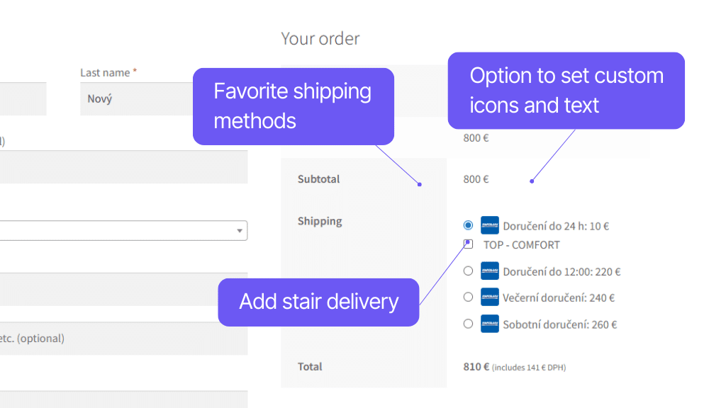 Plugin Toret TOPTRANS for WooCommerce - checkout display