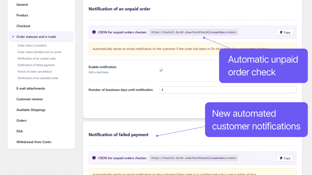 Plugin Toret Toolkit for WooCommerce - new order statuses and email notifications (2)