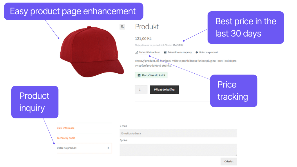 Plugin Toret Toolkit for WooCommerce - product features