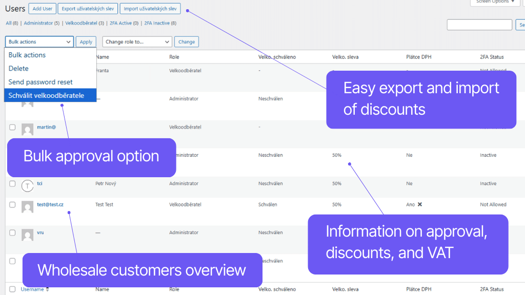 Plugin Toret Wholesale for WooCommerce - wholesaler management