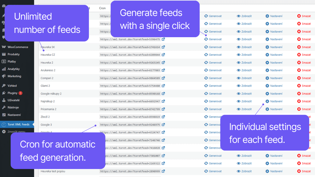 Plugin Toret XML Feeds for WooCommerce - creating XML feeds (2)