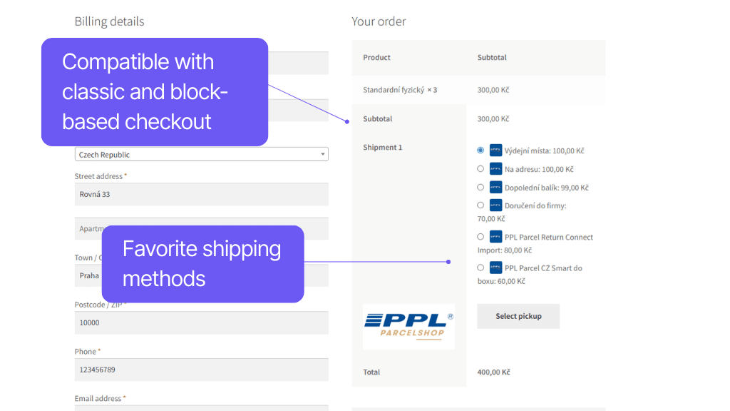 Toret PPL for WooCommerce Plugin - display in checkout