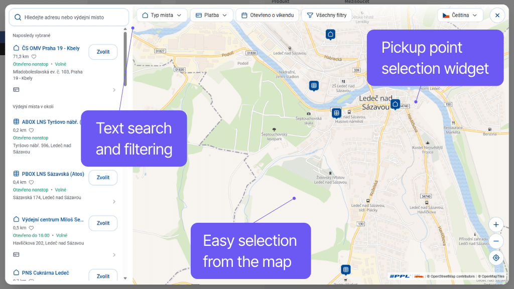 Toret PPL for WooCommerce Plugin - map widget for branch selection