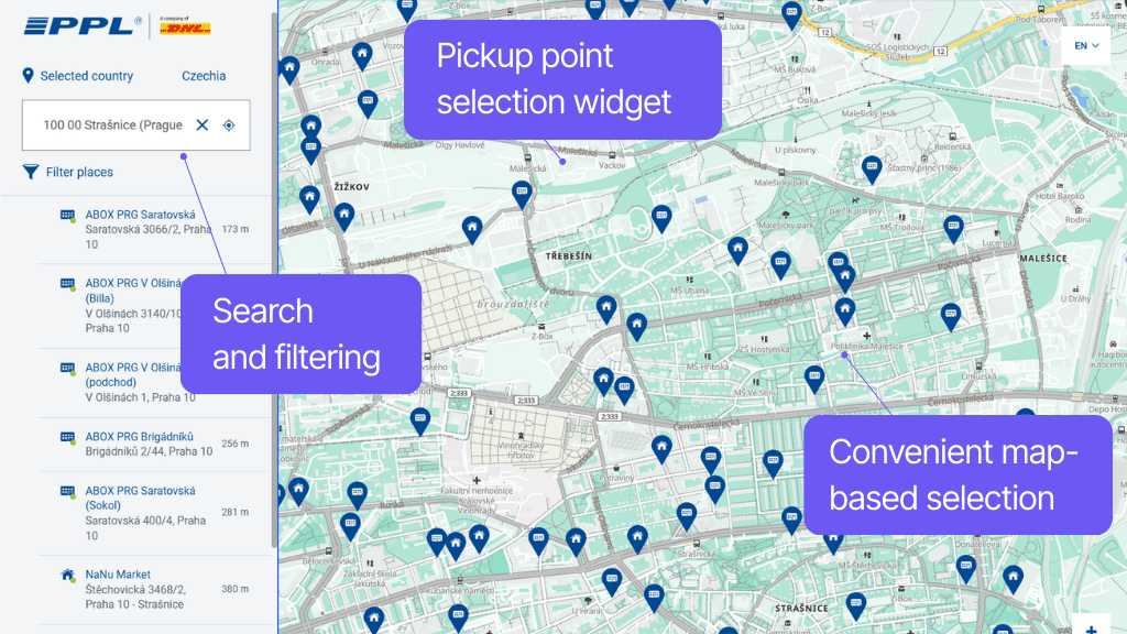 Toret PPL for WooCommerce Plugin - map widget for branch selection