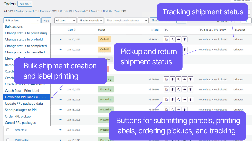 Toret PPL for WooCommerce Plugin - order management