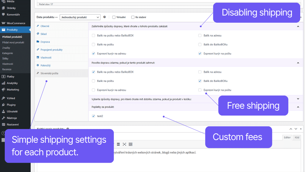 Toret Slovenská pošta Plugin – Product Settings