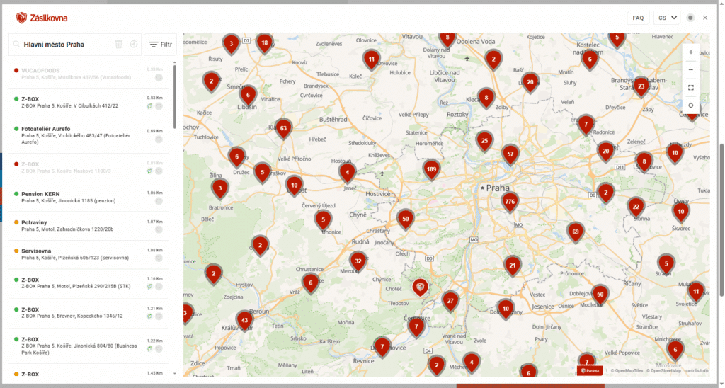 checkout of bojopozornost e-shop - widget with map