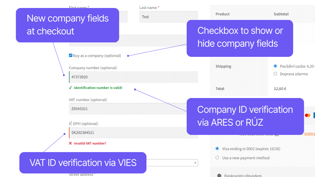 Toret EU VAT plugin - checkout display