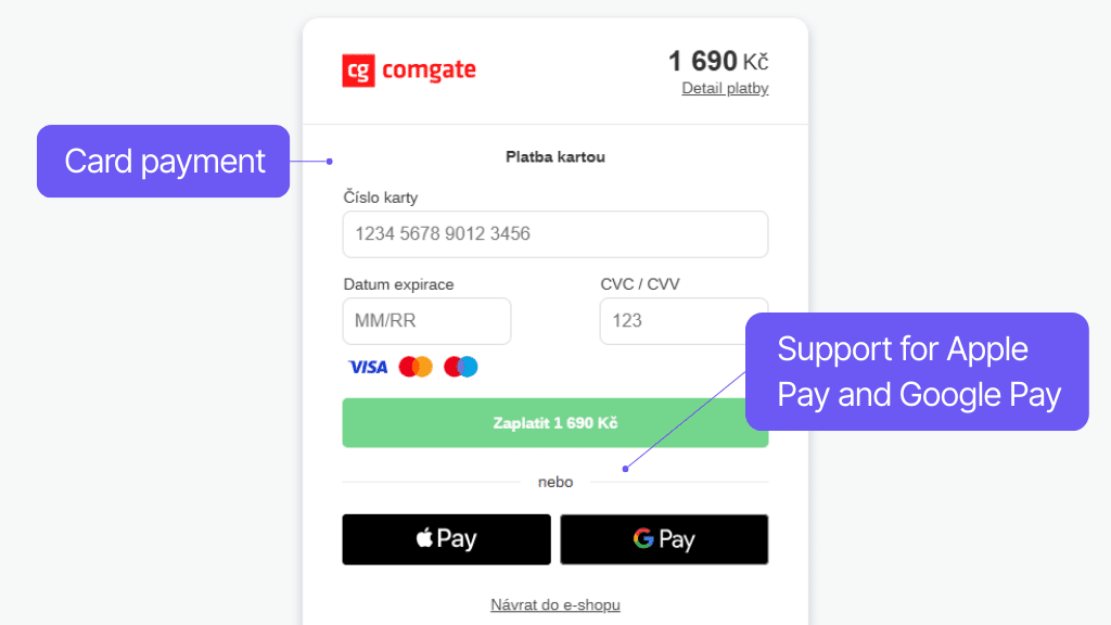 Comgate Payment Gateway for WooCommerce - card payment