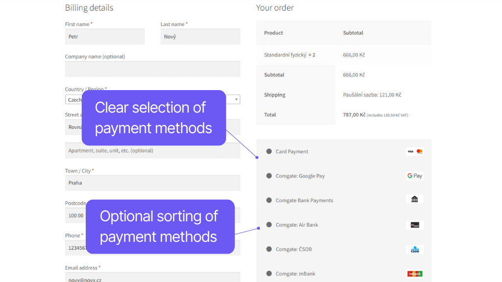 Comgate Payment Gateway for WooCommerce - checkout (2)