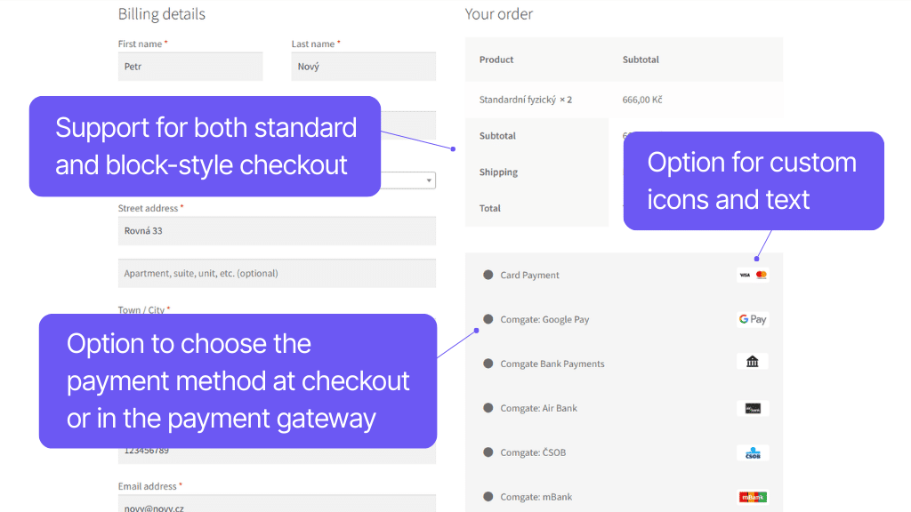 Comgate Payment Gateway for WooCommerce - checkout