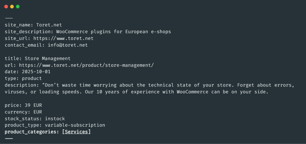 Toret AI Markdown plugin features showcase – product page markdown version