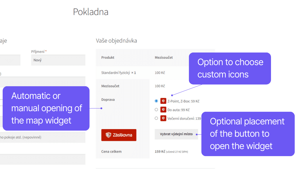 Toret plugin WooCommerce Packeta - checkout (2)