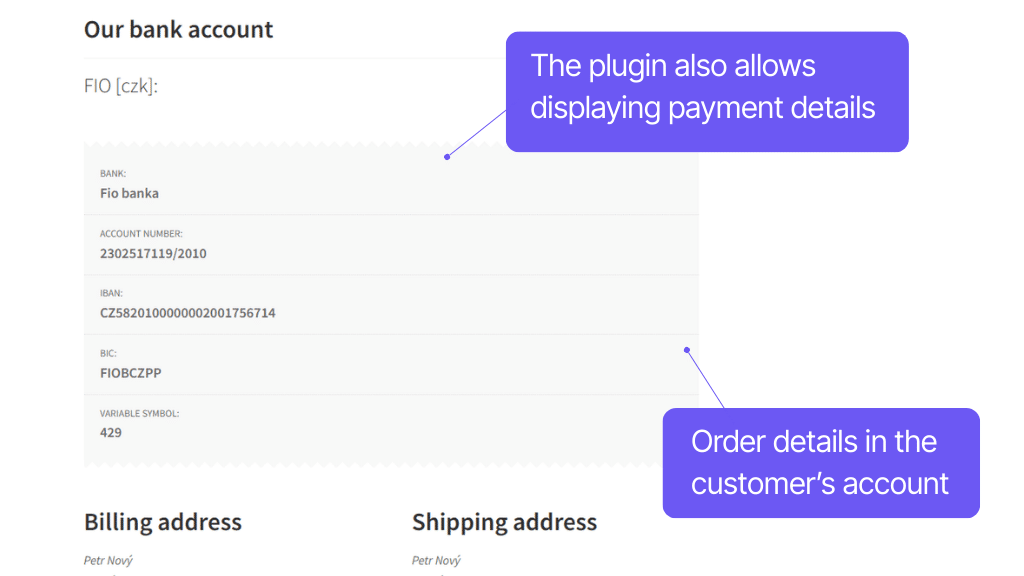 WooCommerce QR Codes plugin - display payment details in customer account