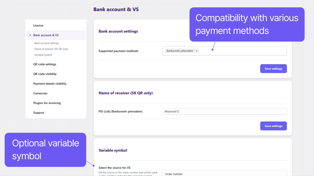 WooCommerce QR Codes plugin - settings